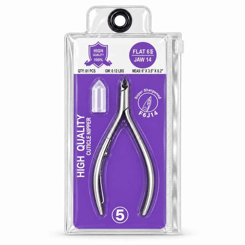 Nail Cuticle Nipper F6J14 - Flat 6mm - Jaw 14 - DTK Nail Supply
