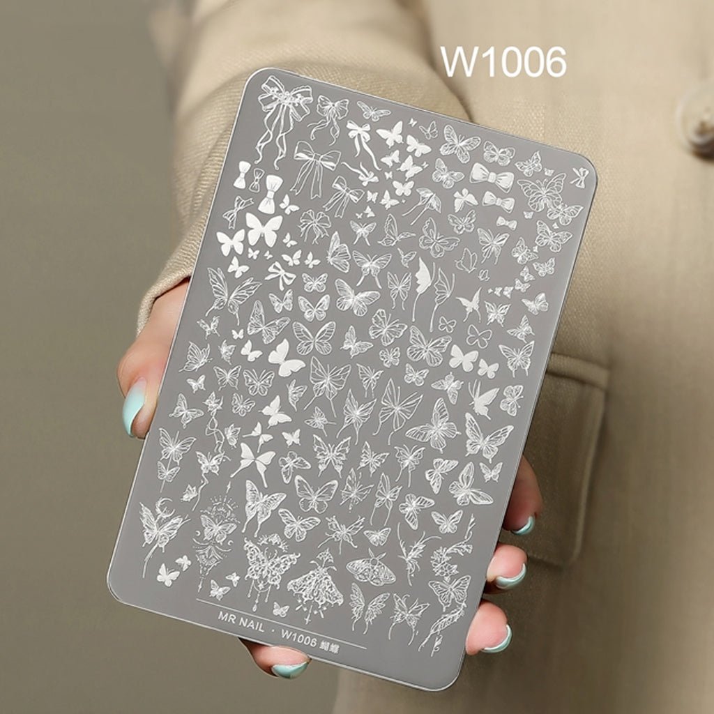 Nail Printing Steel Plate W1006 - Butterfly pattern - DTK Nail Supply