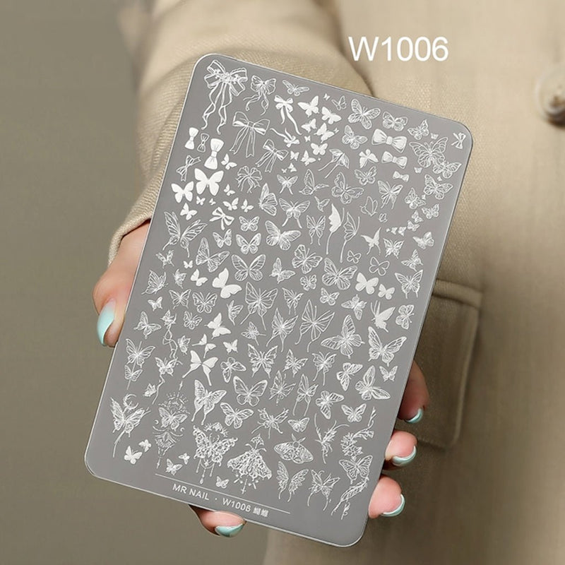 Nail Printing Steel Plate W1006 - Butterfly pattern - DTK Nail Supply