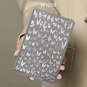 Nail Printing Steel Plate W1016 - Hand drawn B butterfly - DTK Nail Supply