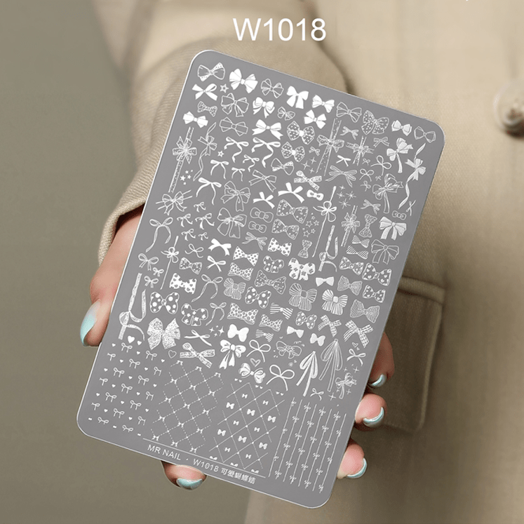 Nail Printing Steel Plate W1018 - Cute bow - knot - DTK Nail Supply