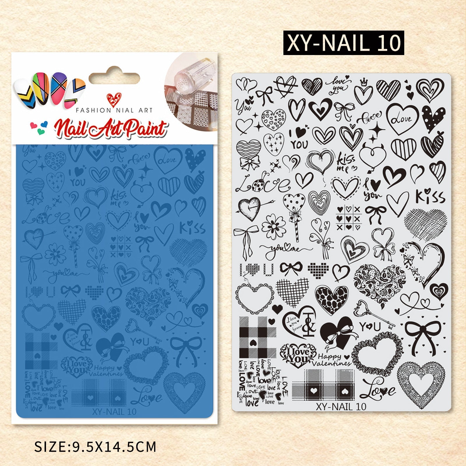 Nail Printing Steel Plate XY10 - Hearts - DTK Nail Supply