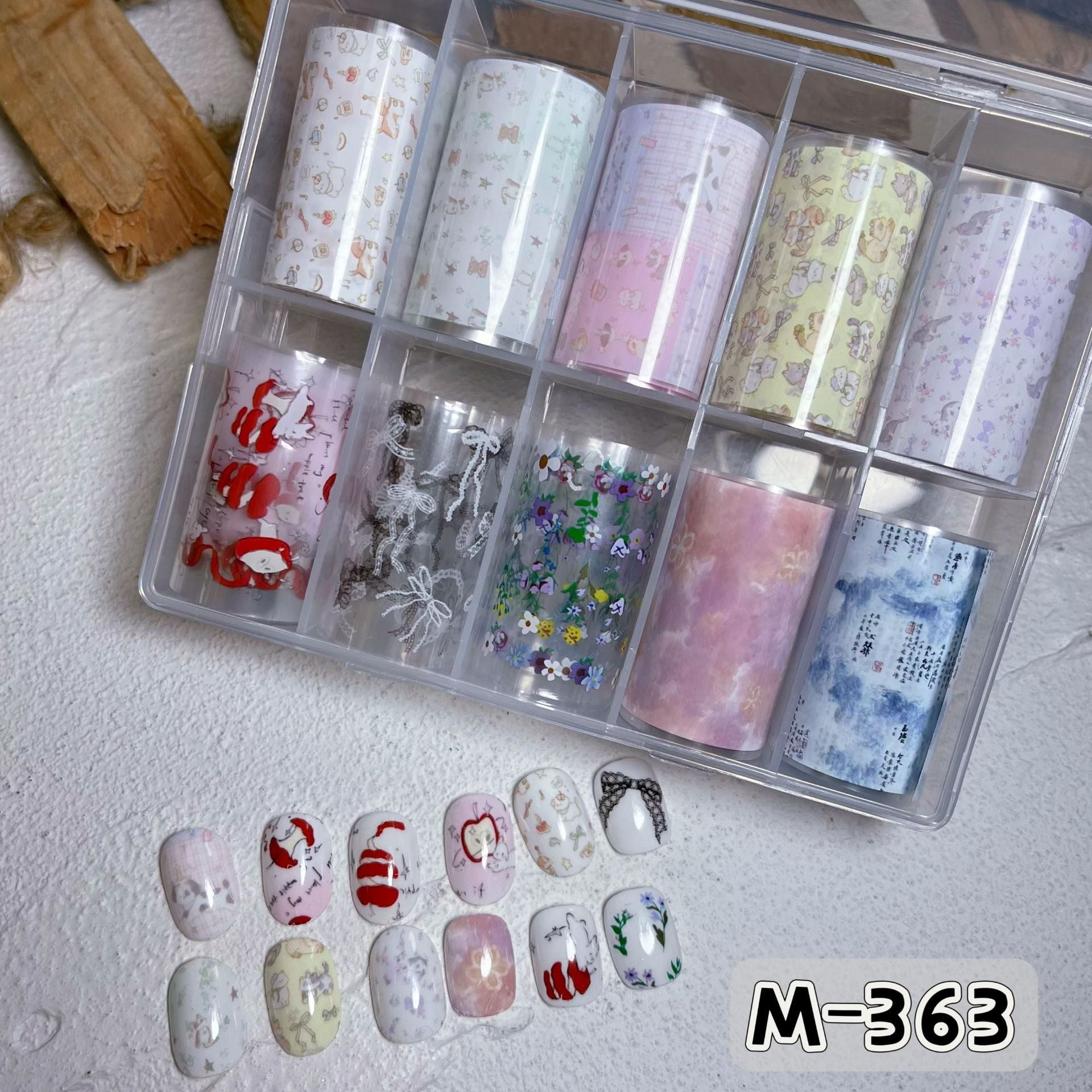 Nail Transfer Foil 3 - Cat & Bow & Flower Pattern - M363 - DTK Nail Supply
