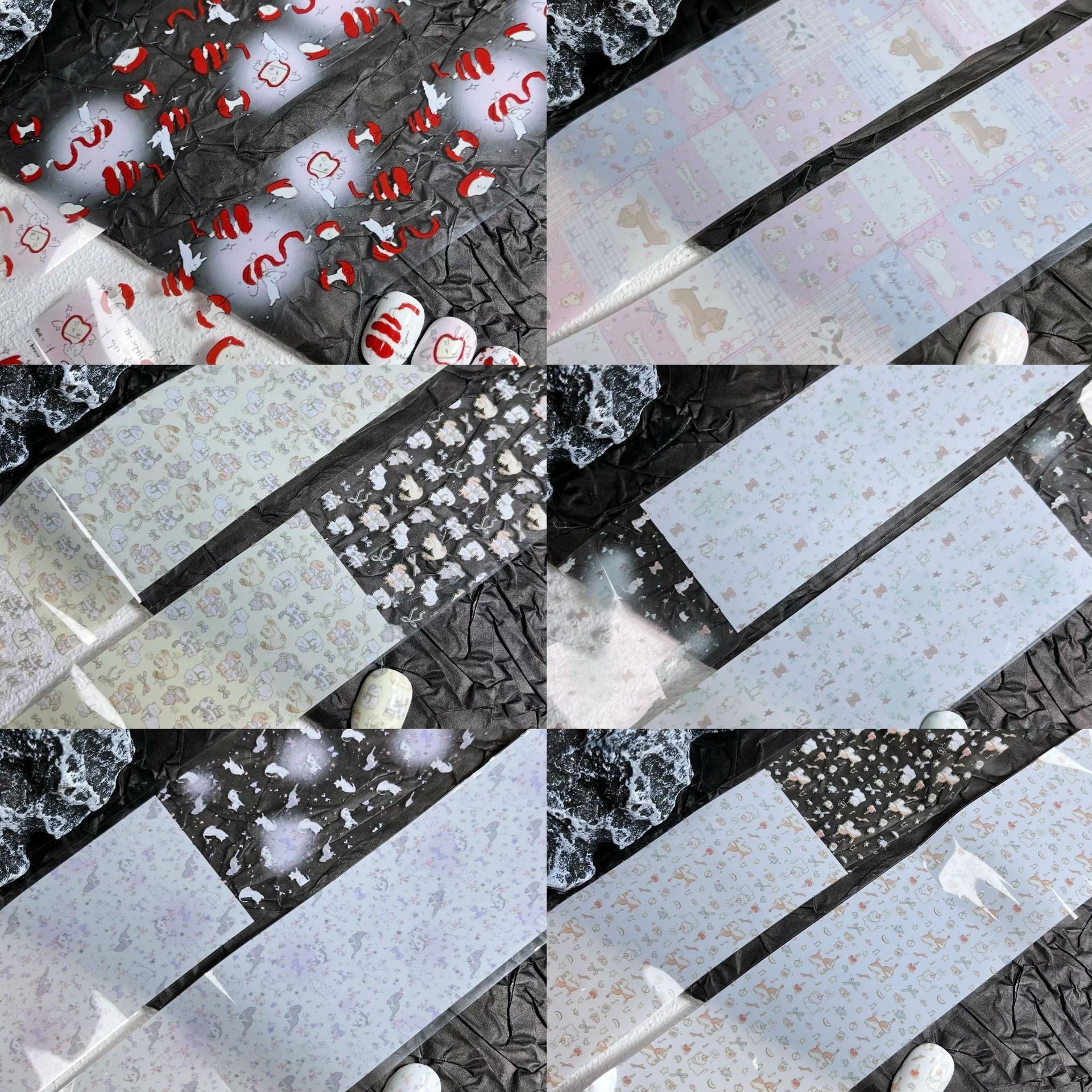 Nail Transfer Foil 3 - Cat & Bow & Flower Pattern - M363 - DTK Nail Supply