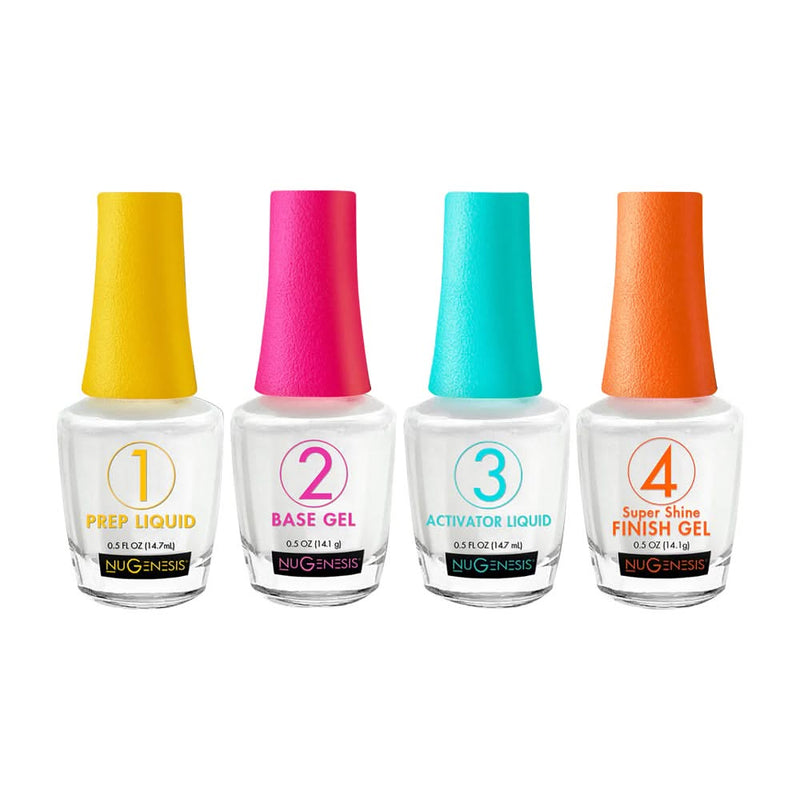 NuGenesis Dip Kit - Prep, Base, Activator, Finish - 0.5 oz - DTK Nail Supply