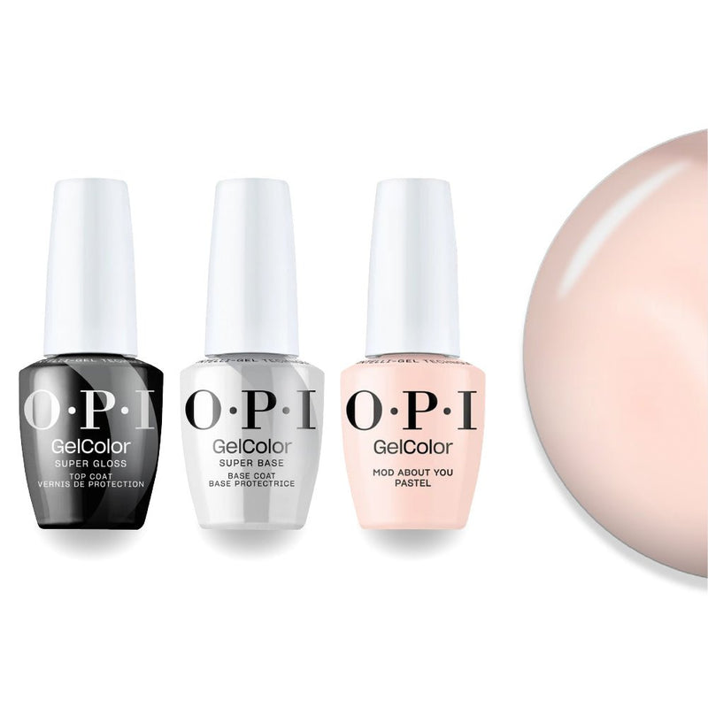 OPI F037 Mod About You Pastel - Pink, Beige - Intelli-Gel Combo - Super Base Coat, Super Gloss Top Coat - DTK Nail Supply