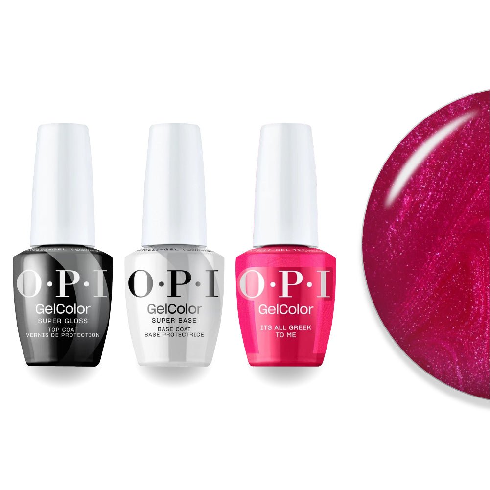 OPI F041 It's All Greek to Me - Pink - Intelli-Gel Combo - Super Base Coat, Super Gloss Top Coat - DTK Nail Supply