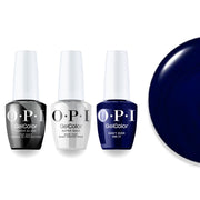 OPI F047 Don't Over Ink It - Blue, Black - Intelli-Gel Combo - Super Base Coat, Super Gloss Top Coat - DTK Nail Supply