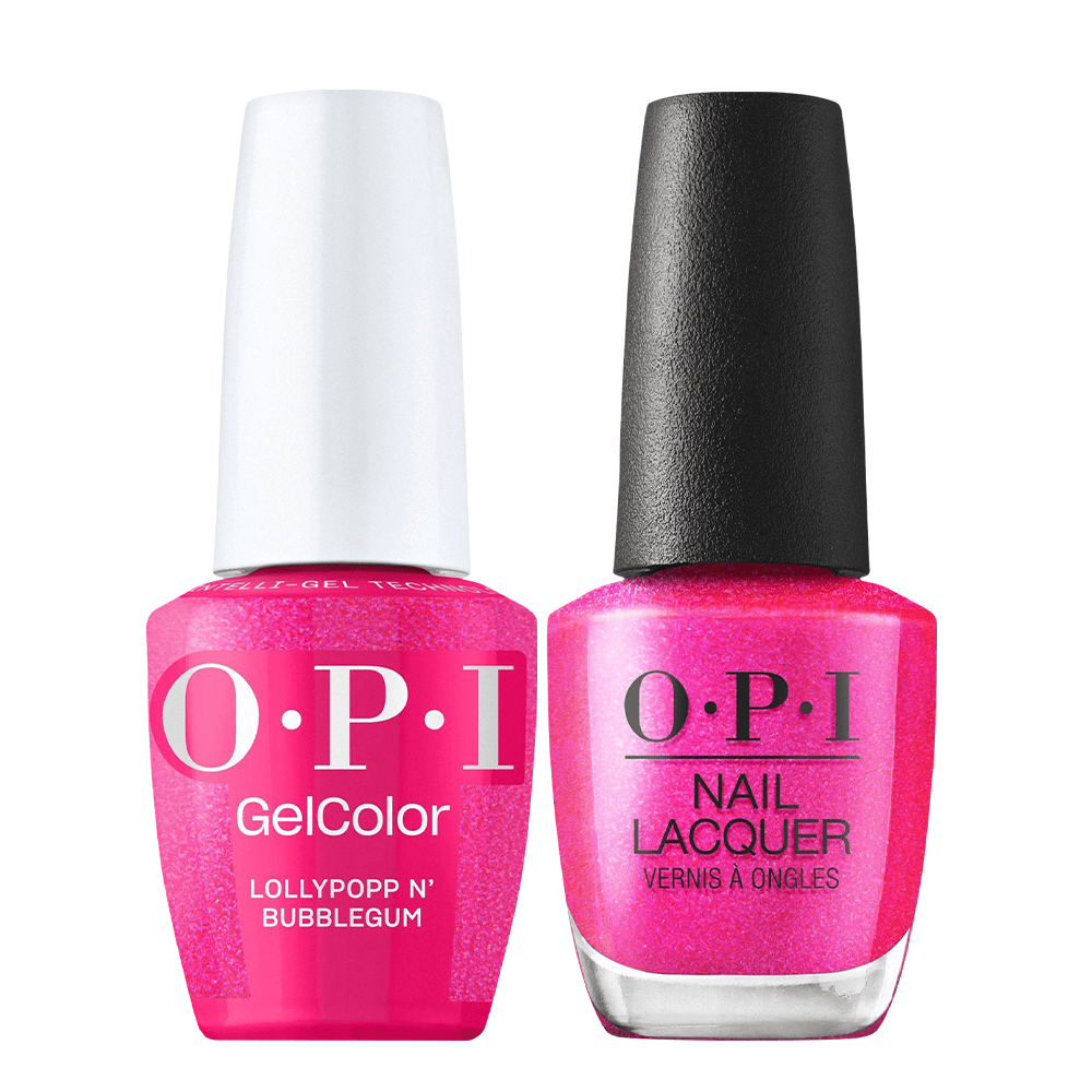 OPI Gel Nail Polish Duo - HPS02 Lollypoppin' Bubblegum - Gel Polish 0.5oz - DTK Nail Supply