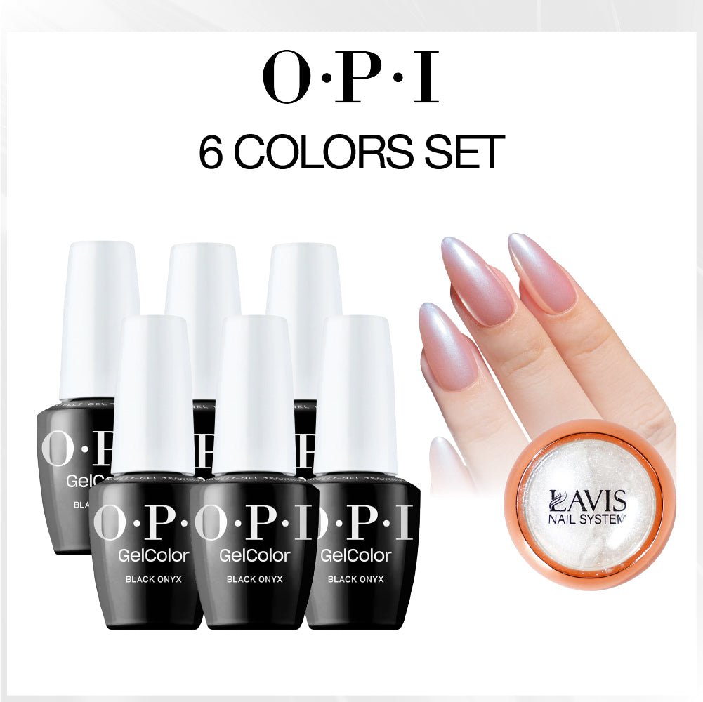OPI Gel Nail Polish - Set 6 Colors - T02 Black Onyx - DTK Nail Supply
