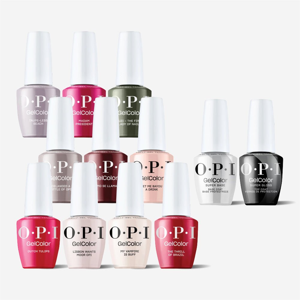 OPI Intelli - Gel - Best Sellers 10 Shade Set - Super Base Coat, Super Gloss Top Coat & Intelli - Gel - Set 1 - DTK Nail Supply