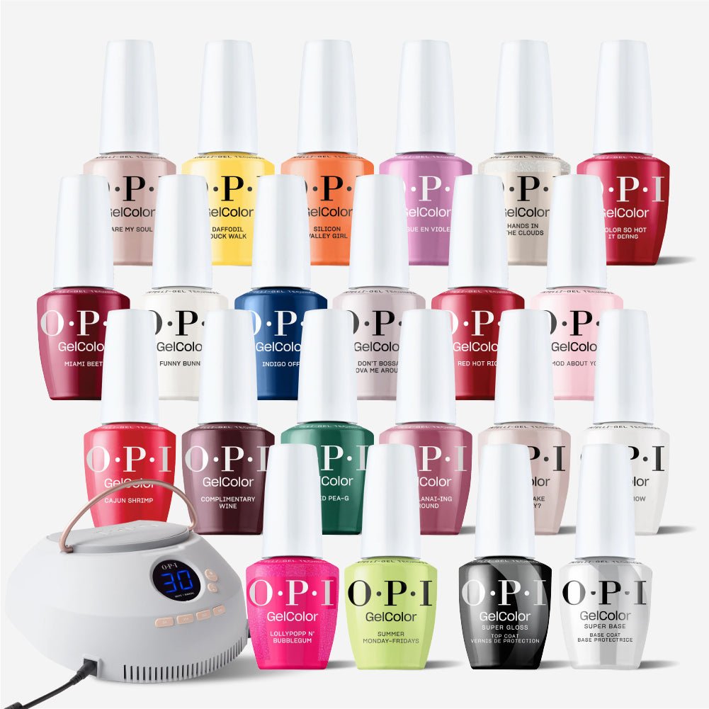 OPI Intelli - Gel - Best Sellers 20 Shade Set - OPI LED Light, Super Base Coat, Super Gloss Top Coat & Intelli - Gel - Set 2 - DTK Nail Supply