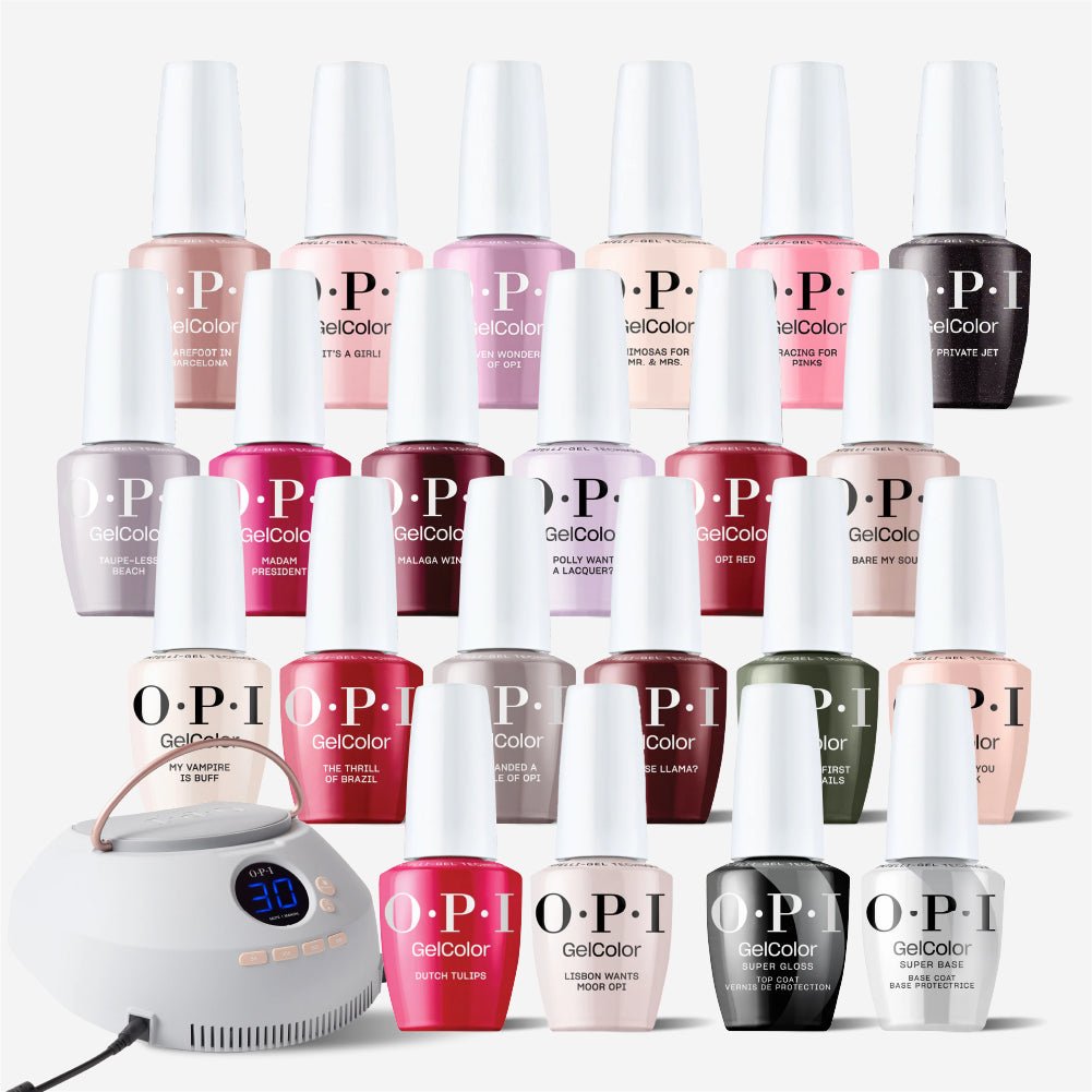OPI Intelli - Gel - Best Sellers 20 Shade Set - OPI LED Light, Super Base Coat, Super Gloss Top Coat & Intelli - Gel - Set 3 - DTK Nail Supply