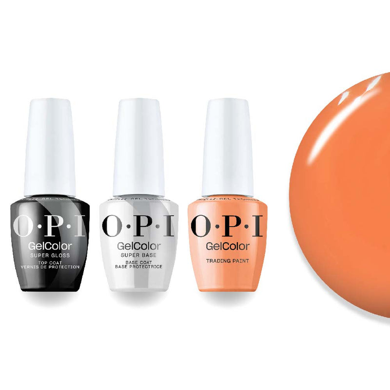 OPI Intelli-Gel Combo - Super Base Coat, Super Gloss Top Coat & D54 Trading Paint, FREE Nail Sticker - DTK Nail Supply