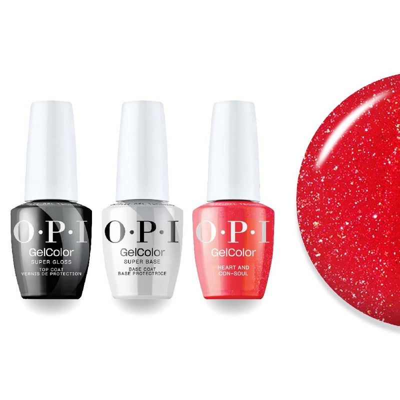OPI Intelli-Gel Combo - Super Base Coat, Super Gloss Top Coat & D55 Heart and Con-Soul, FREE Nail Sticker - DTK Nail Supply