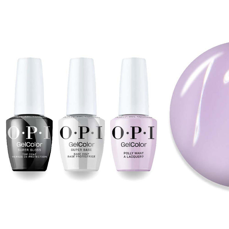 OPI Intelli-Gel Combo - Super Base Coat, Super Gloss Top Coat & F83 Polly Want A Lacquer, FREE Nail Sticker - DTK Nail Supply