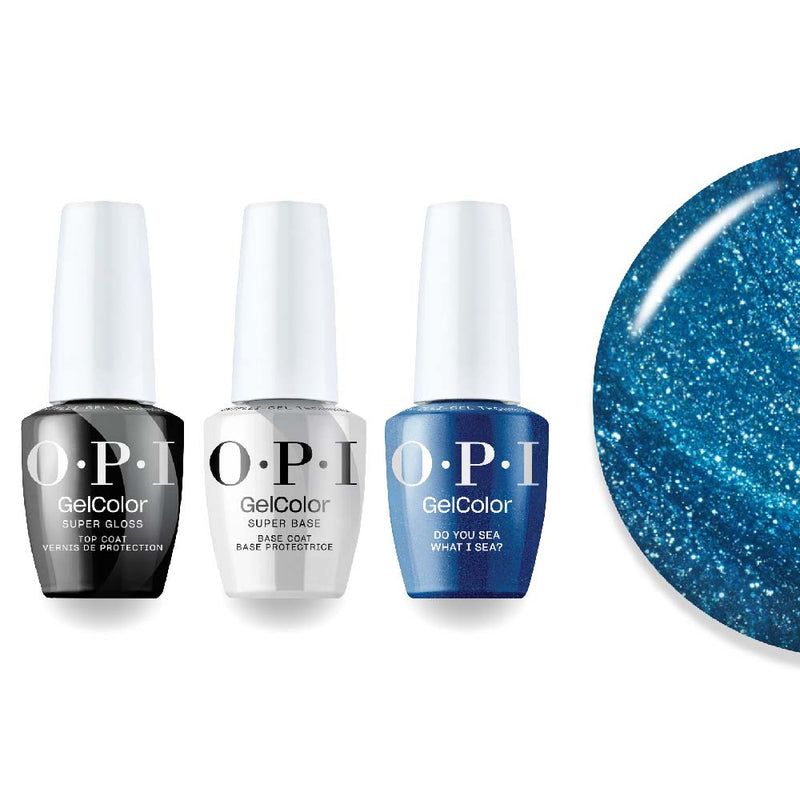 OPI Intelli-Gel Combo - Super Base Coat, Super Gloss Top Coat & F84 Do You Sea What I Sea, FREE Nail Sticker - DTK Nail Supply