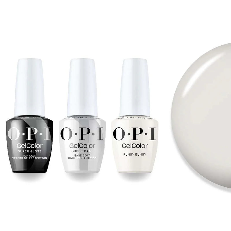 OPI Intelli-Gel Combo - Super Base Coat, Super Gloss Top Coat & H22 Funny Bunny, FREE Nail Sticker (Random) - DTK Nail Supply