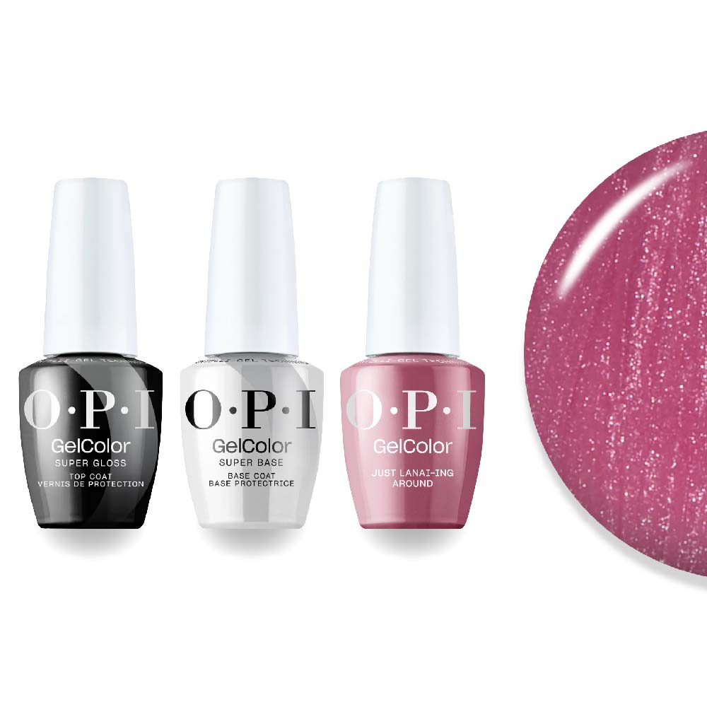 OPI Intelli - Gel Combo - Super Base Coat, Super Gloss Top Coat & H72 Just Lanai - ing Around - DTK Nail Supply