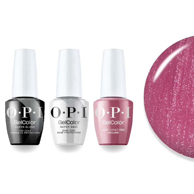 OPI Intelli-Gel Combo - Super Base Coat, Super Gloss Top Coat & H72 Just Lanai-ing Around, FREE Nail Sticker - DTK Nail Supply