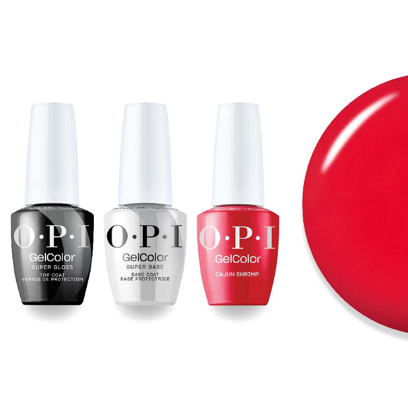 OPI Intelli-Gel Combo - Super Base Coat, Super Gloss Top Coat & L64 Cajun Shrimp, FREE Nail Sticker - DTK Nail Supply