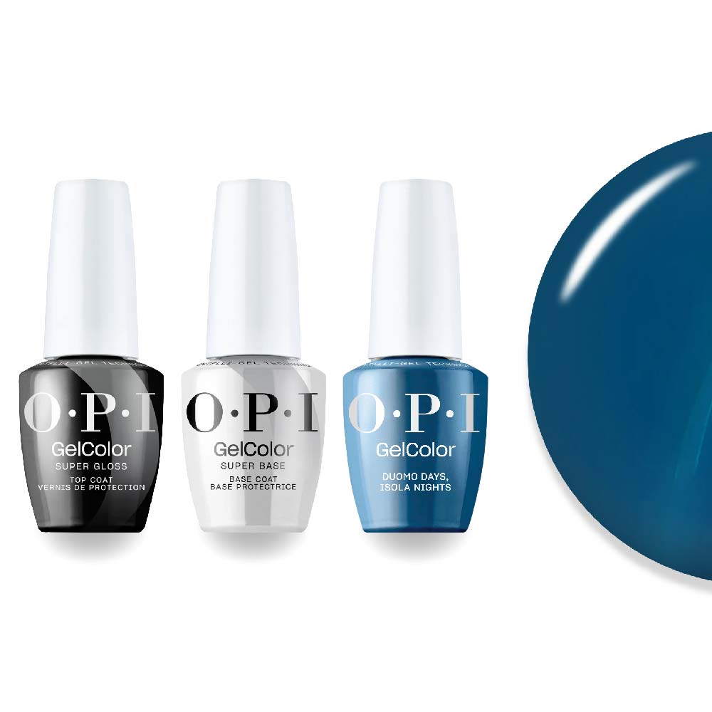 OPI Intelli-Gel Combo - Super Base Coat, Super Gloss Top Coat & MI06 Duomo Days, Isola Nights, FREE Nail Sticker - DTK Nail Supply