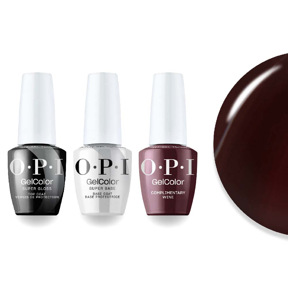 OPI Intelli - Gel Combo - Super Base Coat, Super Gloss Top Coat & MI12 Complimentary Wine - DTK Nail Supply