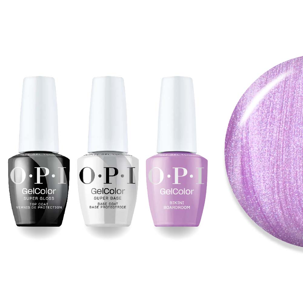 OPI Intelli-Gel Combo - Super Base Coat, Super Gloss Top Coat & P006 Bikini Boardroom, FREE Nail Sticker - DTK Nail Supply
