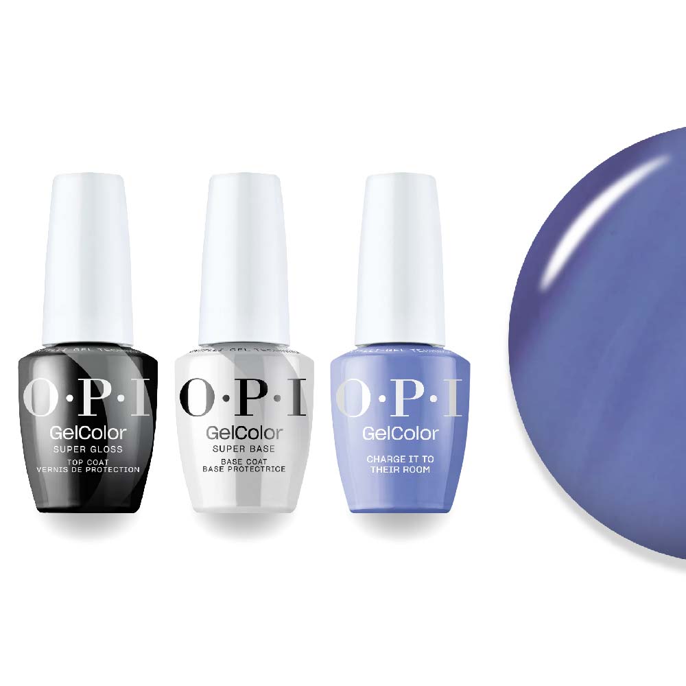 OPI Intelli-Gel Combo - Super Base Coat, Super Gloss Top Coat & P009 Charge It To Their Room, FREE Nail Sticker - DTK Nail Supply