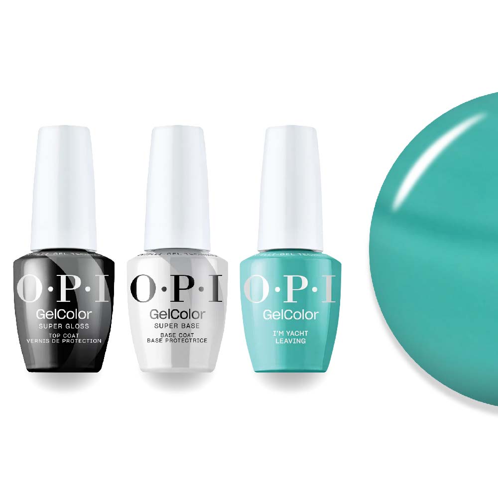 OPI Intelli-Gel Combo - Super Base Coat, Super Gloss Top Coat & P011 I'm Yacht Leaving, FREE Nail Sticker - DTK Nail Supply