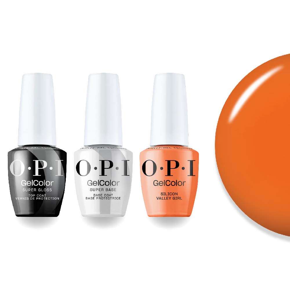 OPI Intelli-Gel Combo - Super Base Coat, Super Gloss Top Coat & S004 Silicon Valley Girl, FREE Nail Sticker - DTK Nail Supply