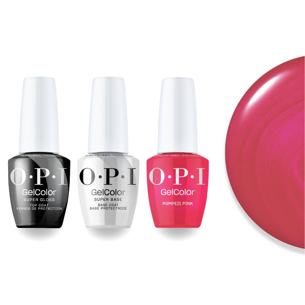 OPI Intelli - Gel Combo - Super Base Coat, Super Gloss Top Coat & S067 Pompeii Pink - DTK Nail Supply