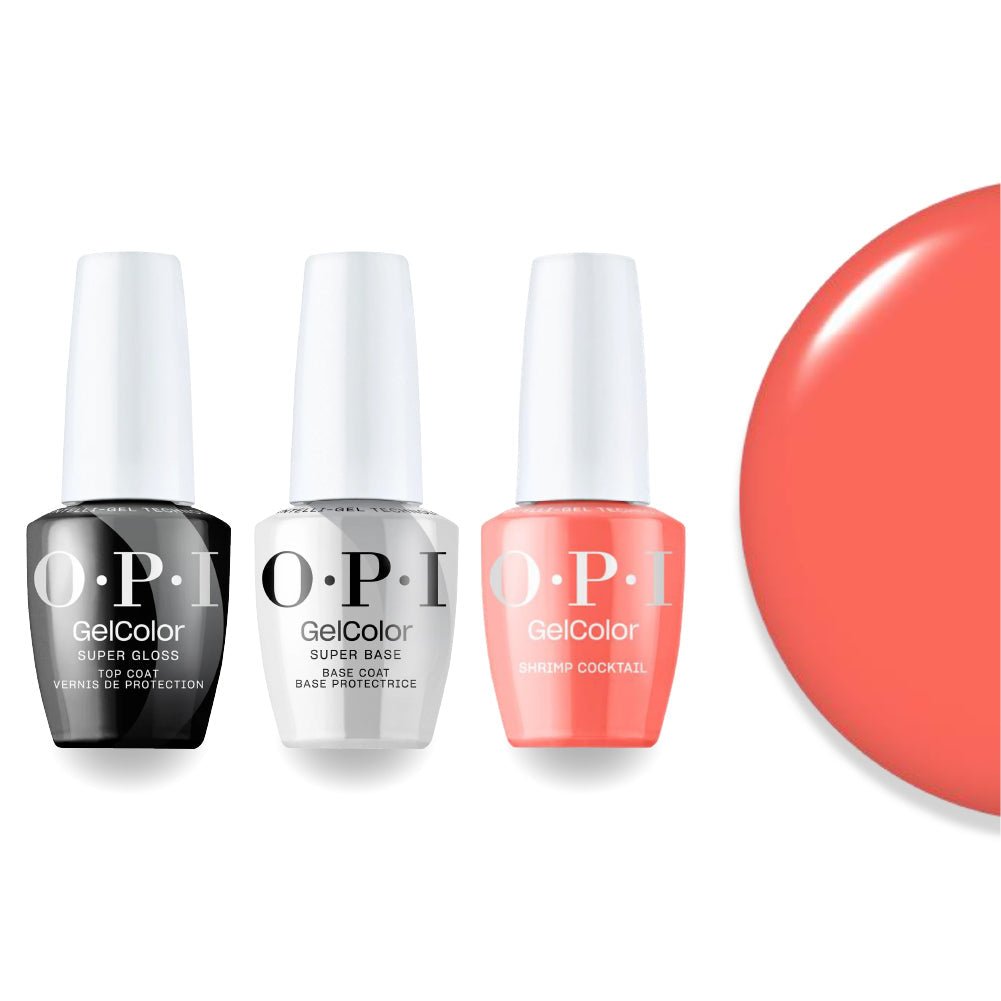 OPI Intelli - Gel Combo - Super Base Coat, Super Gloss Top Coat & S068 Shrimp Cocktail - DTK Nail Supply
