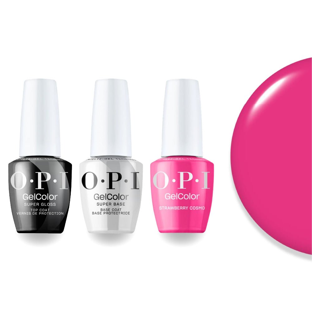 OPI Intelli - Gel Combo - Super Base Coat, Super Gloss Top Coat & S070 Strawberry Cosmo - DTK Nail Supply