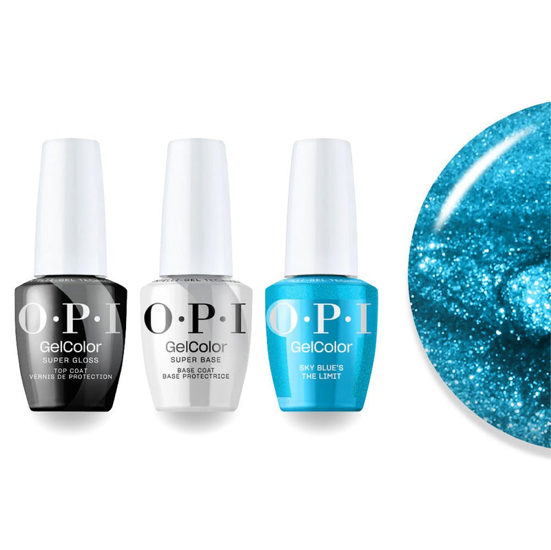 OPI Intelli - Gel Combo - Super Base Coat, Super Gloss Top Coat & S077 Sky Blue's The Limit - Blue Gel Color (OPI Summer 2026 Collection) - DTK Nail Supply