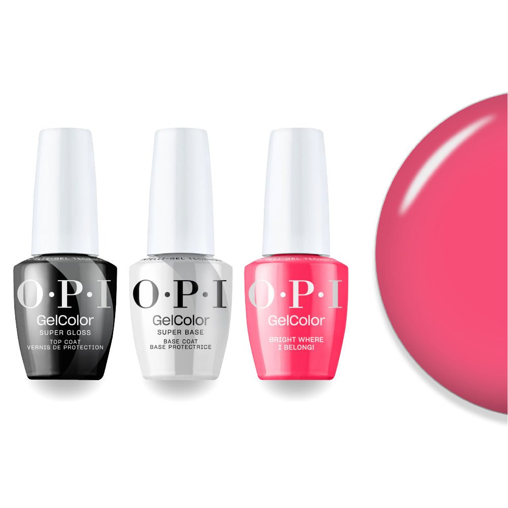 OPI Intelli - Gel Combo - Super Base Coat, Super Gloss Top Coat & S080 Bright Where I Belong! - Pink Gel Color (OPI Summer 2026 Collection) - DTK Nail Supply