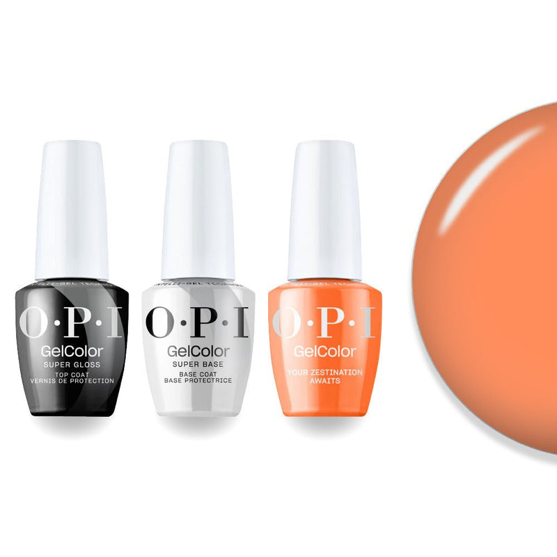 OPI Intelli - Gel Combo - Super Base Coat, Super Gloss Top Coat & S084 Your Zestination Awaits - Orange Gel Color (OPI Summer 2026 Collection) - DTK Nail Supply