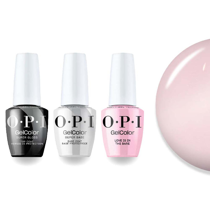 OPI Intelli-Gel Combo - Super Base Coat, Super Gloss Top Coat & T69 Love Is In The Bare, FREE Nail Sticker - DTK Nail Supply
