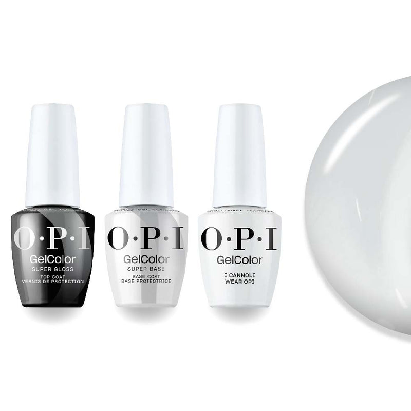 OPI Intelli-Gel Combo - Super Base Coat, Super Gloss Top Coat & V32 I Cannoli Wear OPI, FREE Nail Sticker - DTK Nail Supply
