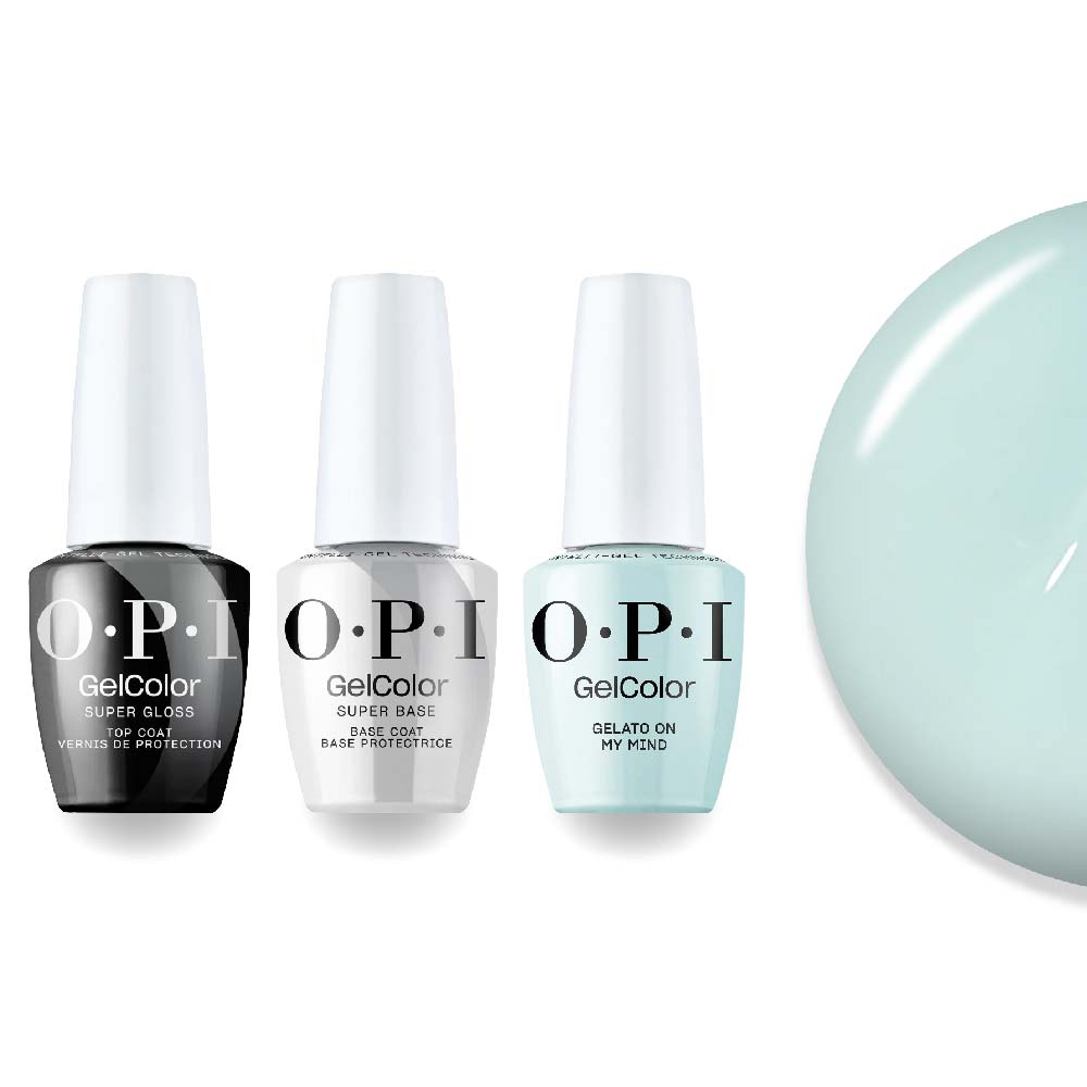 OPI Intelli-Gel Combo - Super Base Coat, Super Gloss Top Coat & V33 Gelato On My Mind, FREE Nail Sticker - DTK Nail Supply