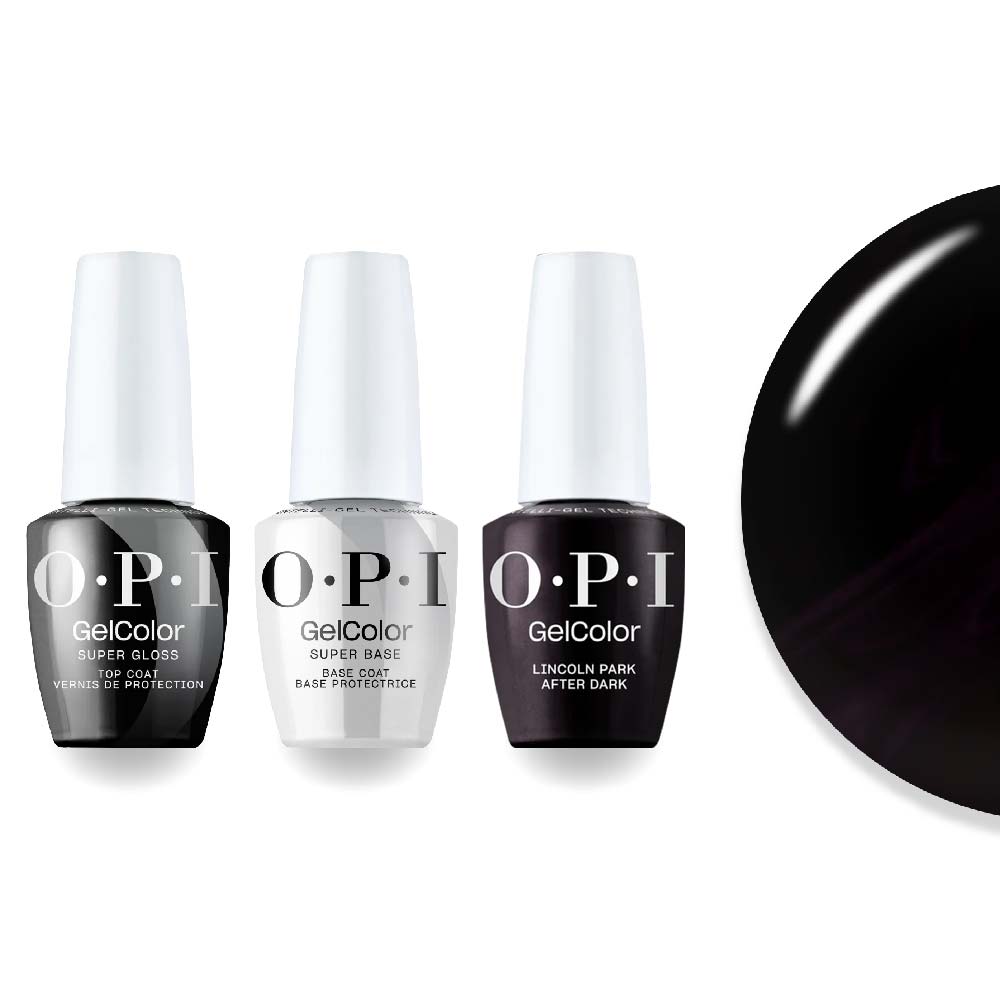 OPI Intelli - Gel Combo - Super Base Coat, Super Gloss Top Coat & W42 Lincoln Park After Dark - DTK Nail Supply