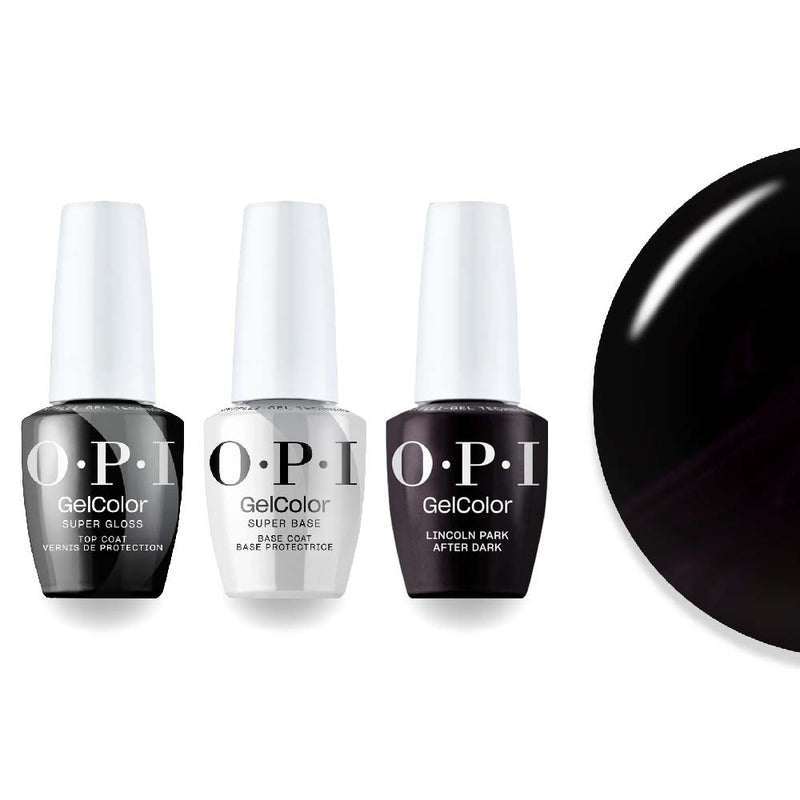 OPI Intelli-Gel Combo - Super Base Coat, Super Gloss Top Coat & W42 Lincoln Park After Dark, FREE Nail Sticker - DTK Nail Supply