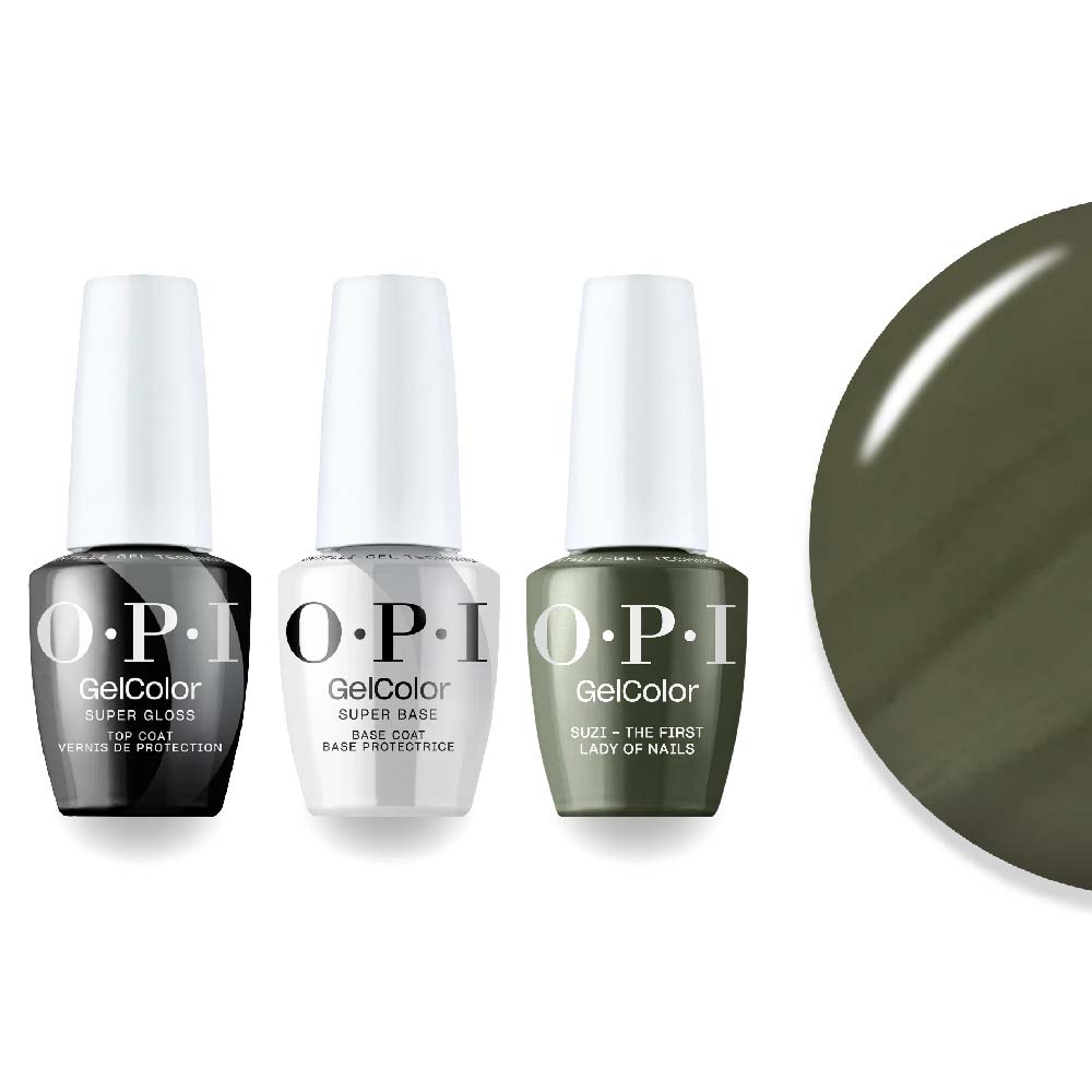 OPI Intelli - Gel Combo - Super Base Coat, Super Gloss Top Coat & W55 Suzi The First Lady of Nails - DTK Nail Supply