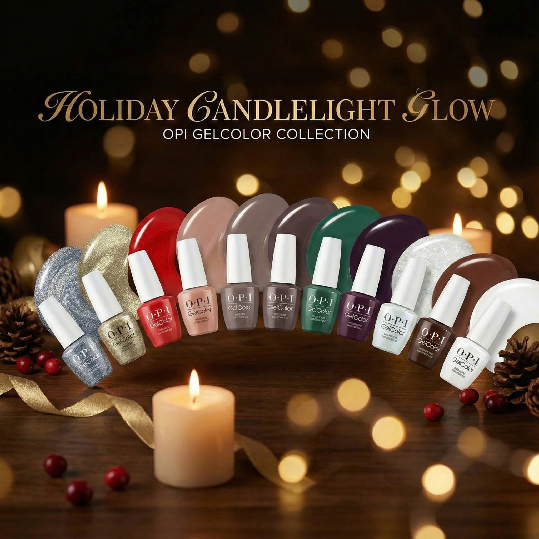 OPI Intelli - Gel - Set 12 Gel Colors - Gel Color 0.5 oz - Holiday Candlelight Glow Collection - DTK Nail Supply