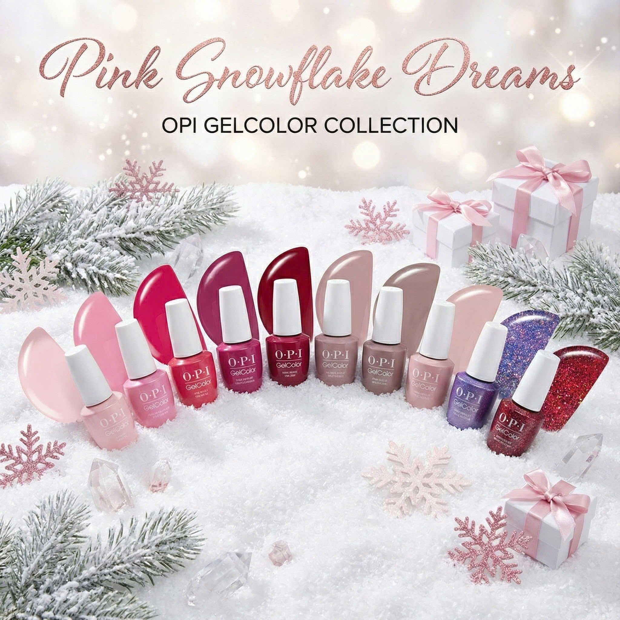 OPI Intelli - Gel - Set 18 Gel Colors - Gel Color 0.5 oz - Pink Snowflake Dreams Collection - DTK Nail Supply