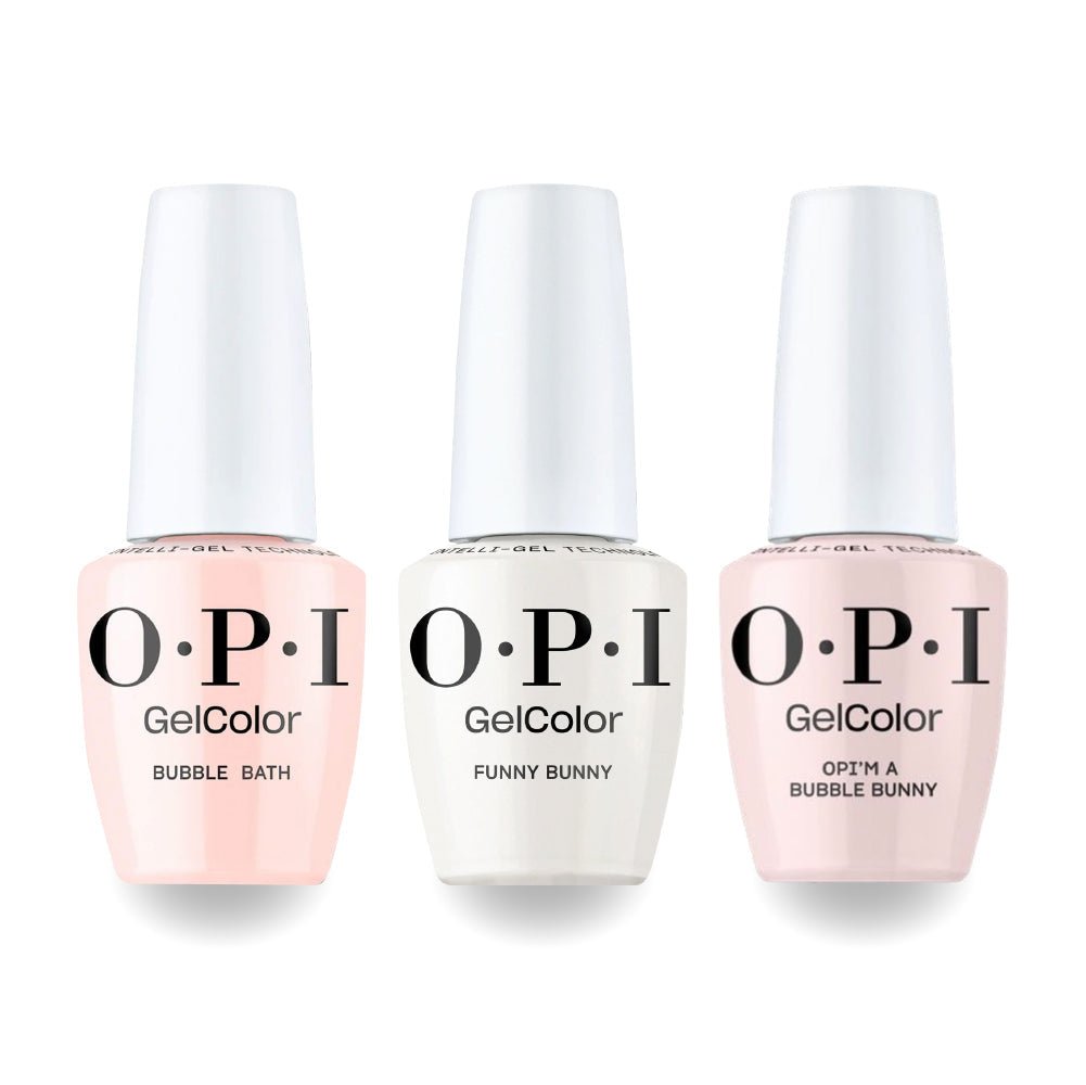 OPI S86 Bubble Bath, S061 Bubble Bunny, H22 Funny Bunny Intelli-Gel Combo - Set 3 - DTK Nail Supply
