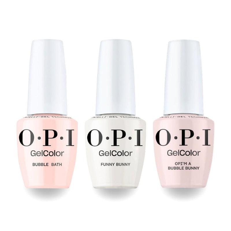 OPI S86 Bubble Bath, S061 Bubble Bunny, H22 Funny Bunny Intelli-Gel Combo - Set 3 - DTK Nail Supply