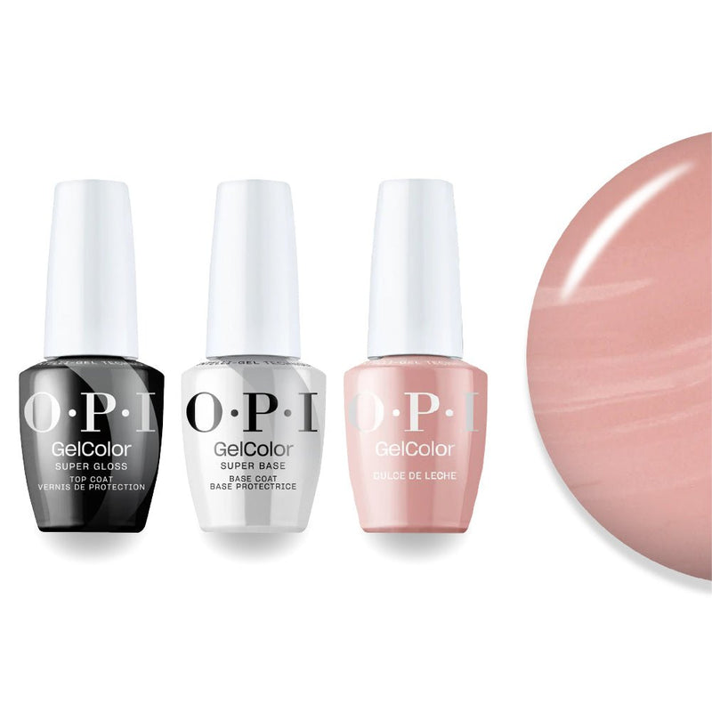OPI Intelli-Gel Combo - Super Base Coat, Super Gloss Top Coat & A15 Dulce de Leche, FREE Nail Sticker - DTK Nail Supply