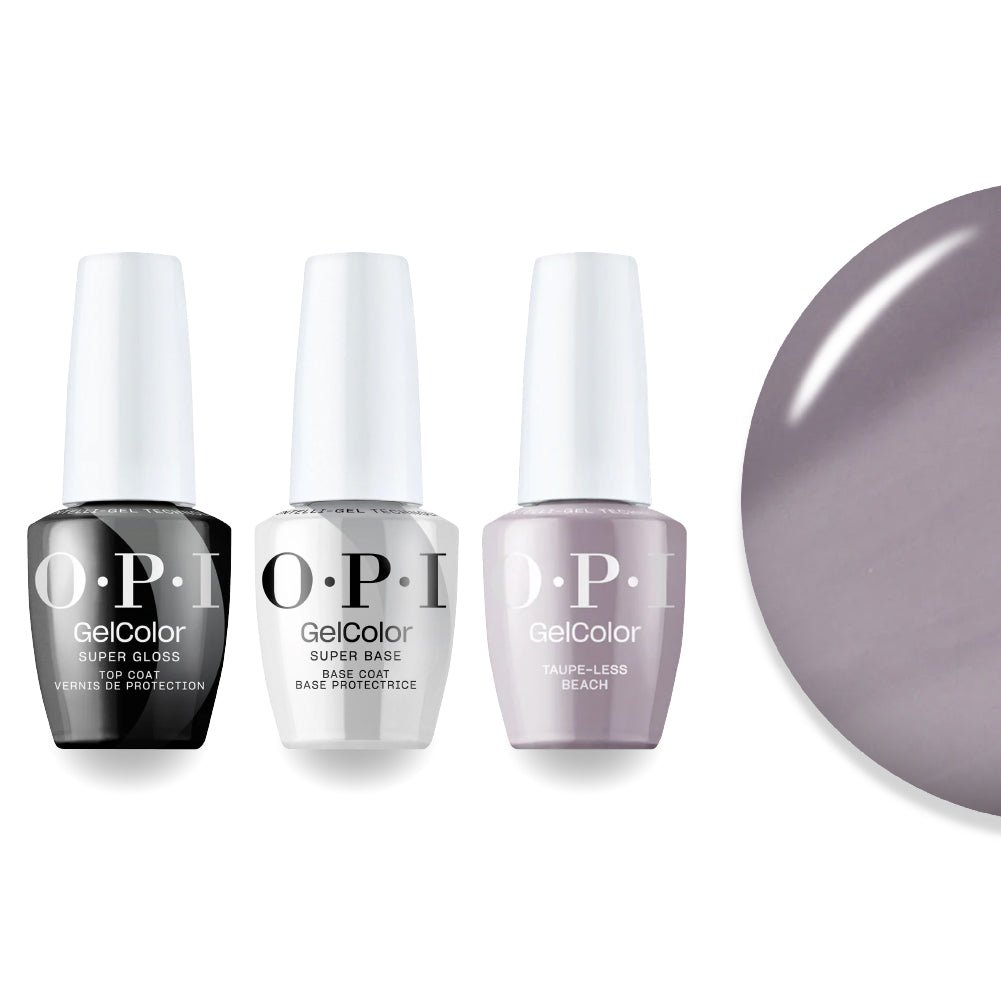 OPI Intelli-Gel Combo - Super Base Coat, Super Gloss Top Coat & A61 Taupe-less Beach, FREE Nail Sticker - DTK Nail Supply