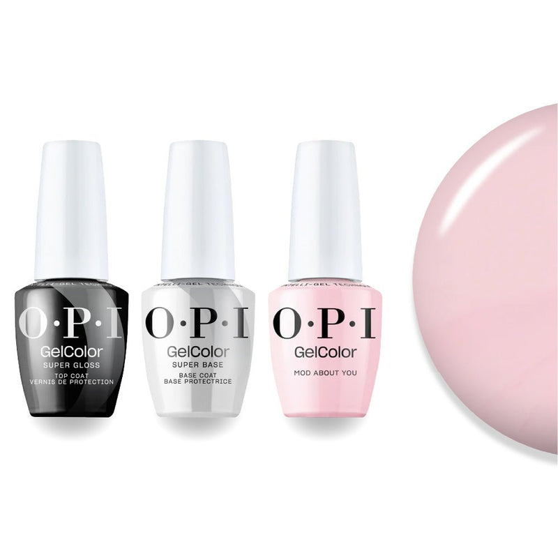 OPI Intelli-Gel Combo - Super Base Coat, Super Gloss Top Coat & B56 Mod About You, FREE Nail Sticker - DTK Nail Supply